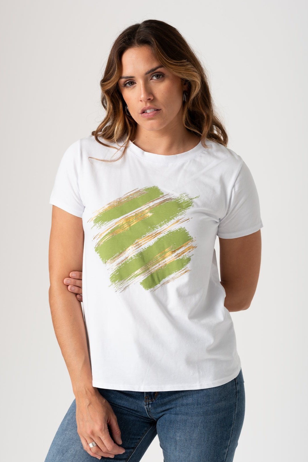 Remera Brosse Blanca/Verde - Viviana Méndez