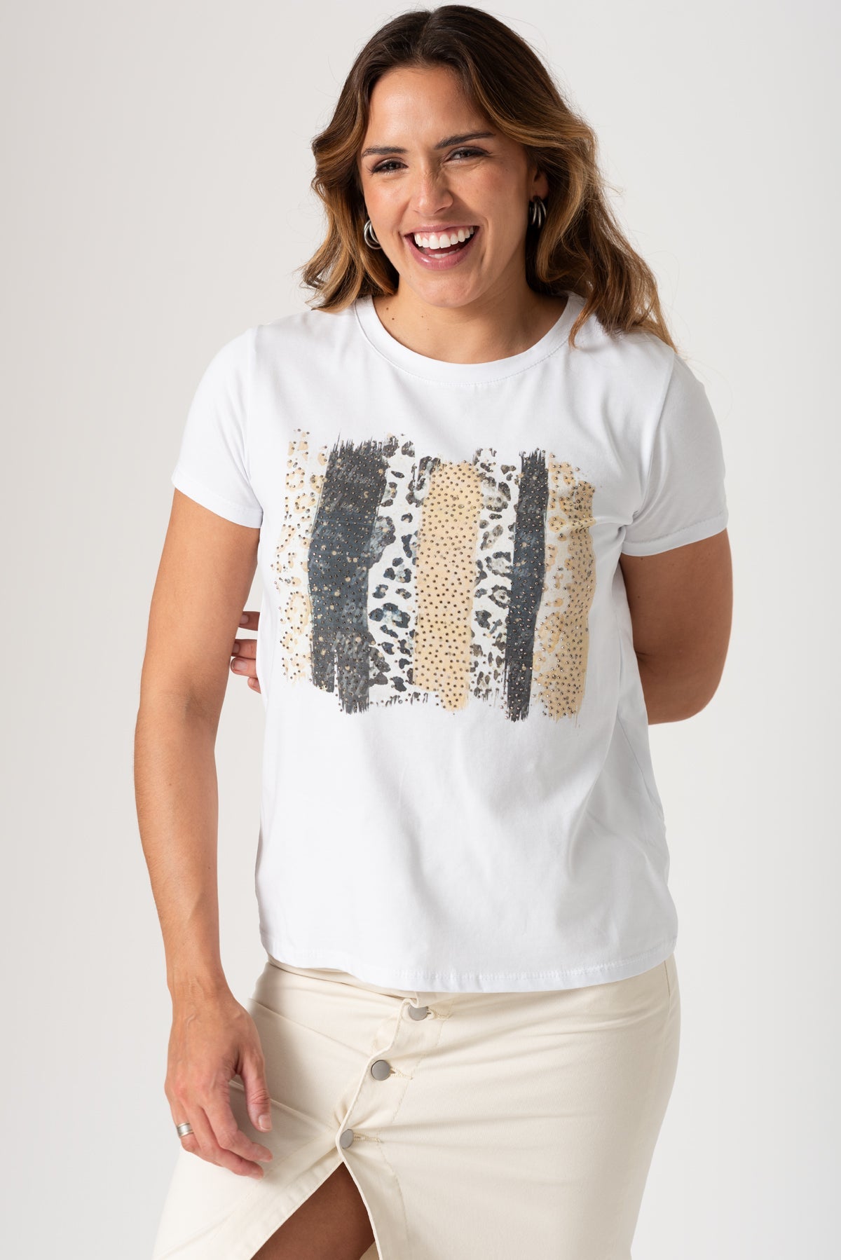 Viviana Méndez - Remera Leopard Blanca - Remeras