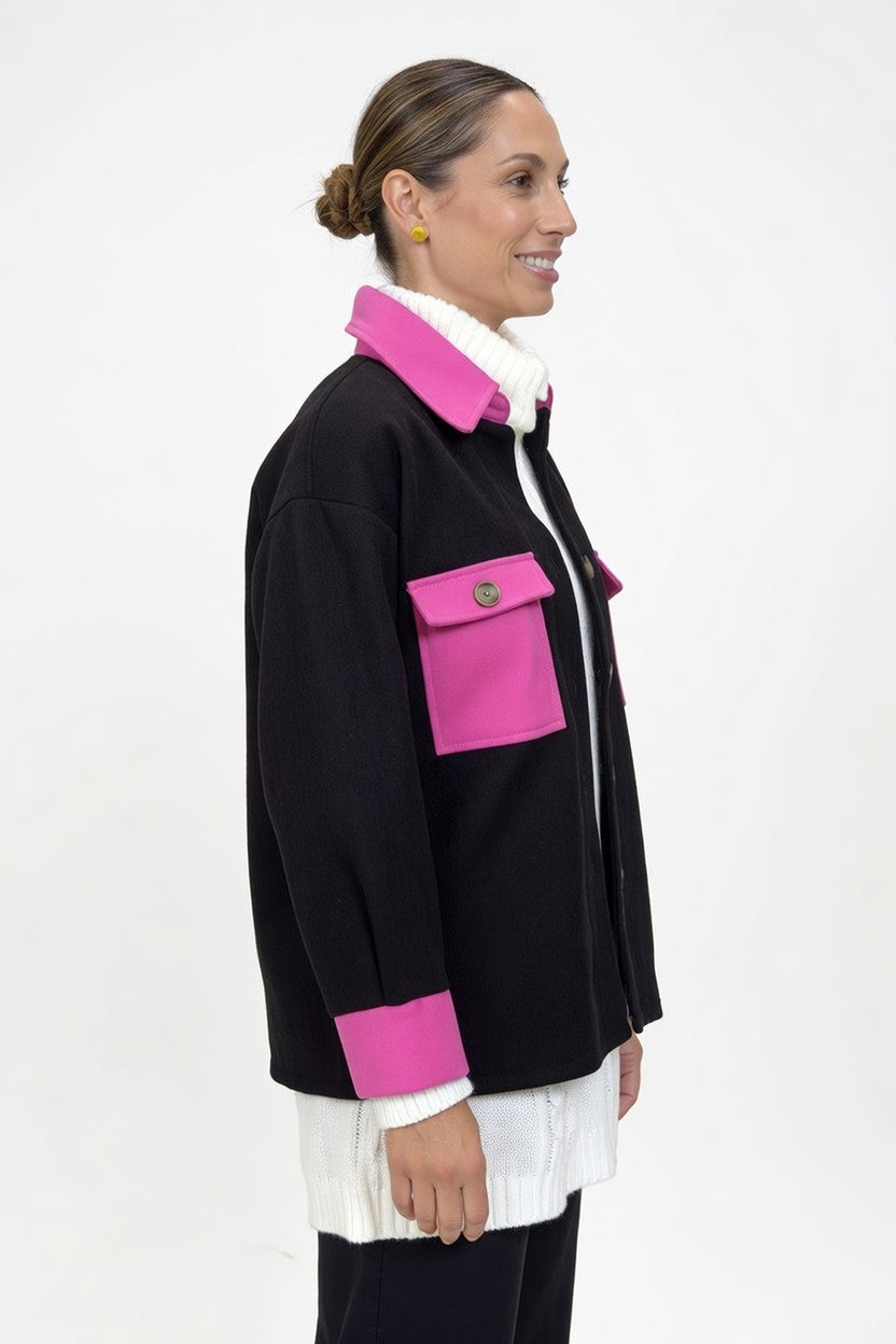 Sobre Camisa Dua - Negro/Fucsia - Costado