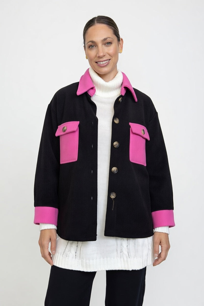 Sobre Camisa Dua - Negro/Fucsia - Frente