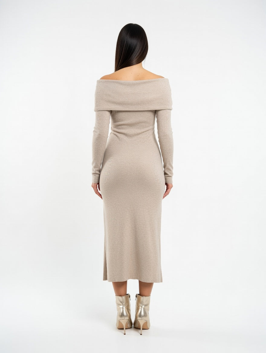 Vestido Aura Camel - Atras