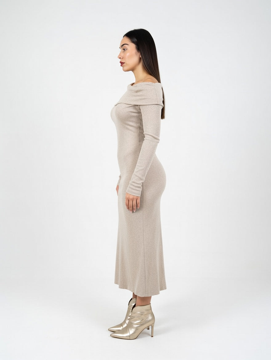 Vestido Aura Camel - Costado
