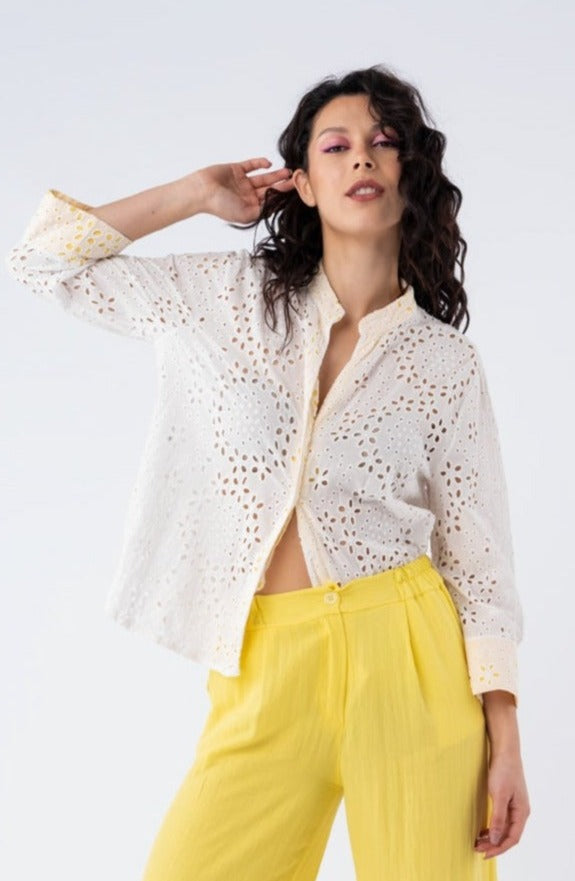 Camisa Viviana Blanca/Amarilla | Blusas, Camisas y Remeras | Viviana Méndez - 