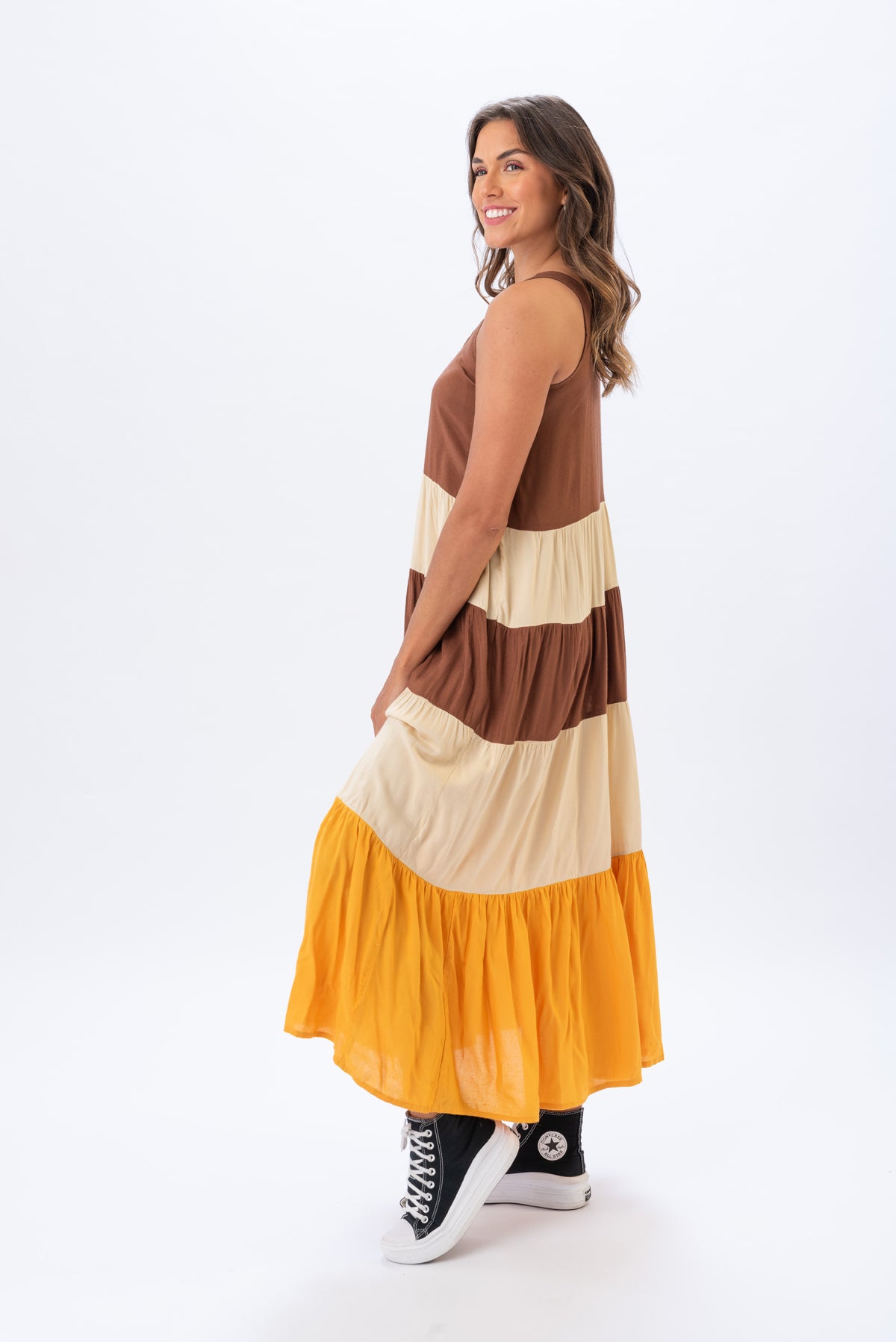 Vestido Largo Juana Chocolate | Vestidos y Monoprendas | Viviana Méndez - 