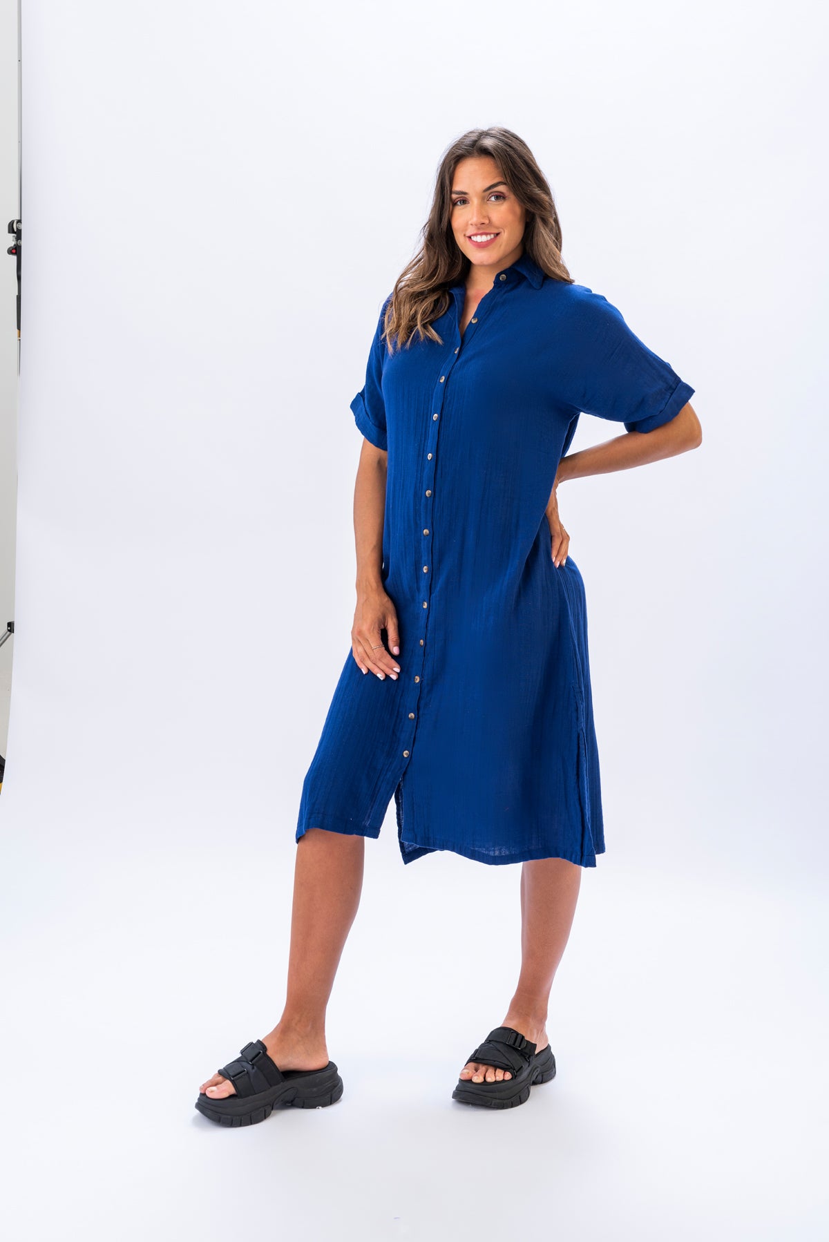 Camisa Larga Cotton Gauze Azul | Blusas, Camisas y Remeras | Viviana Méndez - 